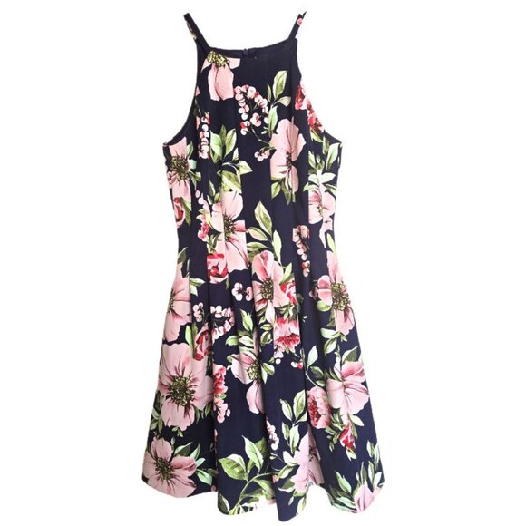 Vince Camuto Dresses & Skirts - Vince Camuto Fit & Flare Floral Dress - Navy / Pink / Green - Size 6